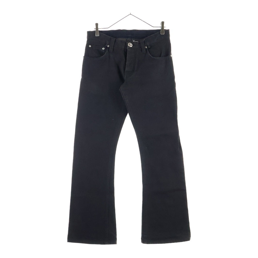 CHROME HEARTS(クロムハーツ) DNM PANTS CRS BTN クロスボタンフライ ウォッシュドデニムフレアパンツ ブラック