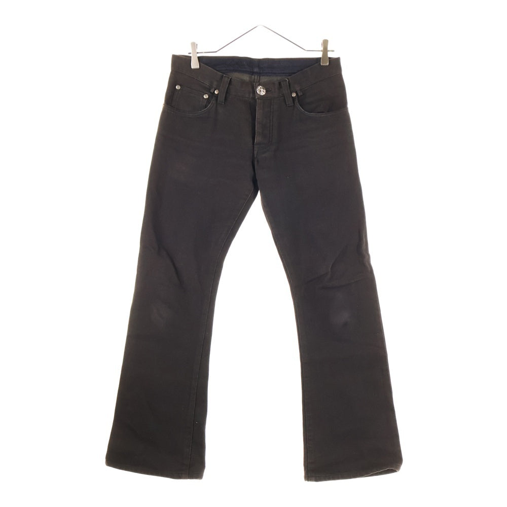 CHROME HEARTS(クロムハーツ) DNM PANTS CRS BTN クロスボタンフライ ウォッシュドデニムフレアパンツ ブラウン