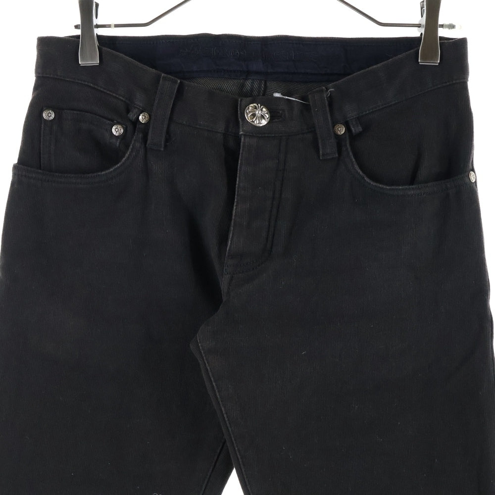 CHROME HEARTS(クロムハーツ) DNM PANTS CRS BTN クロスボタンフライ ウォッシュドデニムフレアパンツ ブラック