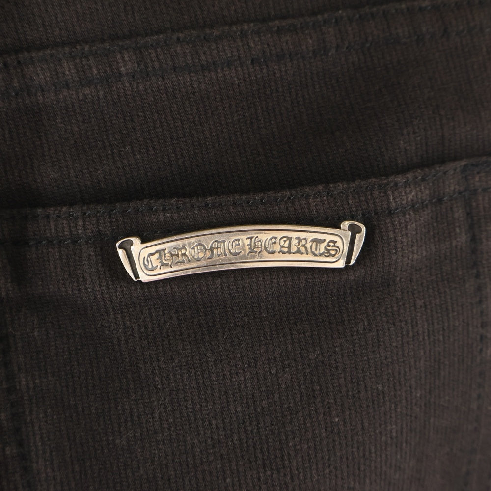 CHROME HEARTS(クロムハーツ) DNM PANTS CRS BTN クロスボタンフライ ウォッシュドデニムフレアパンツ ブラウン