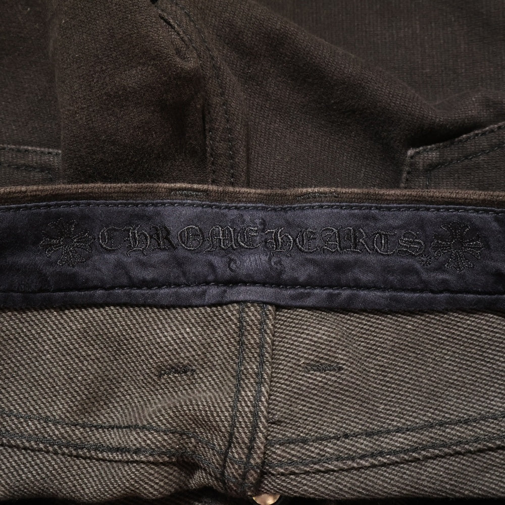 CHROME HEARTS(クロムハーツ) DNM PANTS CRS BTN クロスボタンフライ ウォッシュドデニムフレアパンツ ブラウン