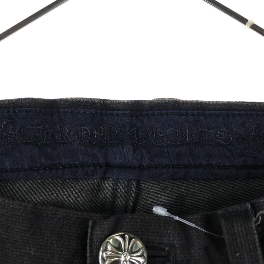 CHROME HEARTS(クロムハーツ) DNM PANTS CRS BTN クロスボタンフライ ウォッシュドデニムフレアパンツ ブラック