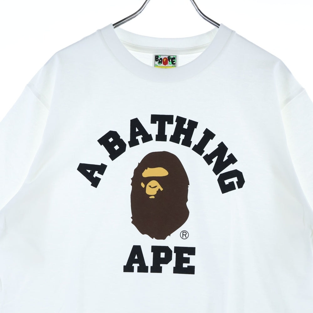 A BATHING APE(アベイシングエイプ) COLLEGE TEE カレッジ フロントプリント クルーネック 半袖Tシャツ ホワイト 001TEE801001M