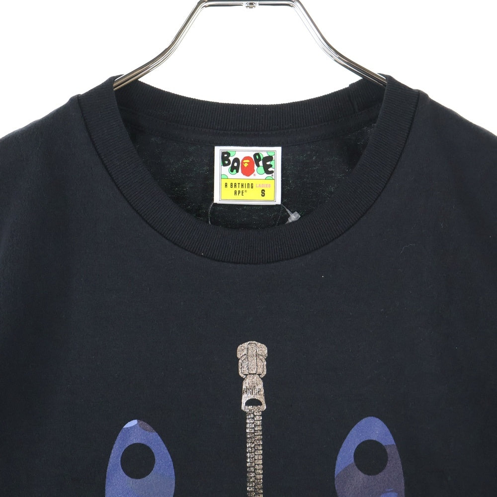 A BATHING APE(アベイシングエイプ) COLOR CAMO SHARK TEE カラーカモ シャーク クルーネック半袖Tシャツカットソー レディース ブラック/ネイビー 001TEL802062L