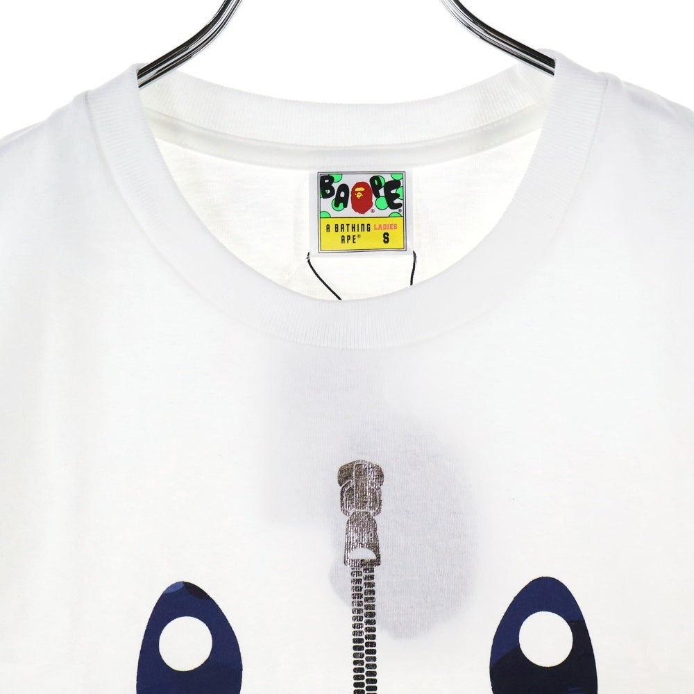 A BATHING APE(アベイシングエイプ) COLOR CAMO SHARK TEE カラーカモ シャーク クルーネック半袖Tシャツカットソー レディース ホワイト/ネイビー 001TEL802062L