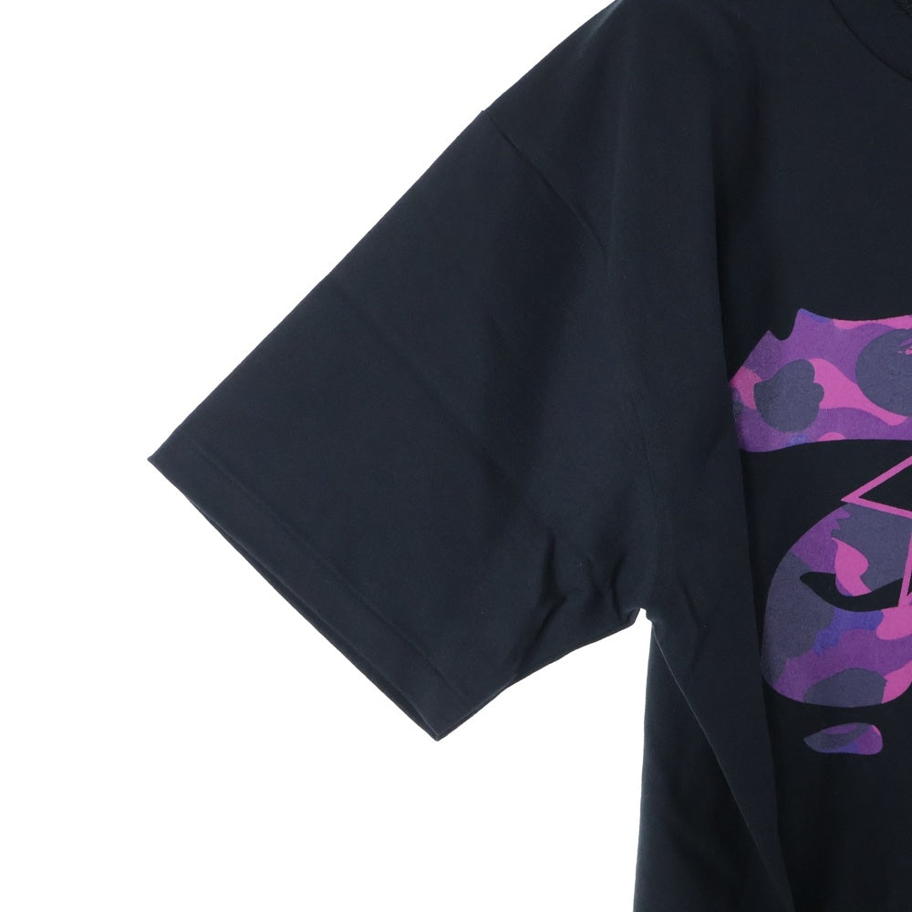 A BATHING APE(アベイシングエイプ) COLOR CAMO APE FACE STA TEE カラーカモ エイプフェイススター クルーネック半袖Tシャツカットソー ブラック/パープル 001TEL801019M
