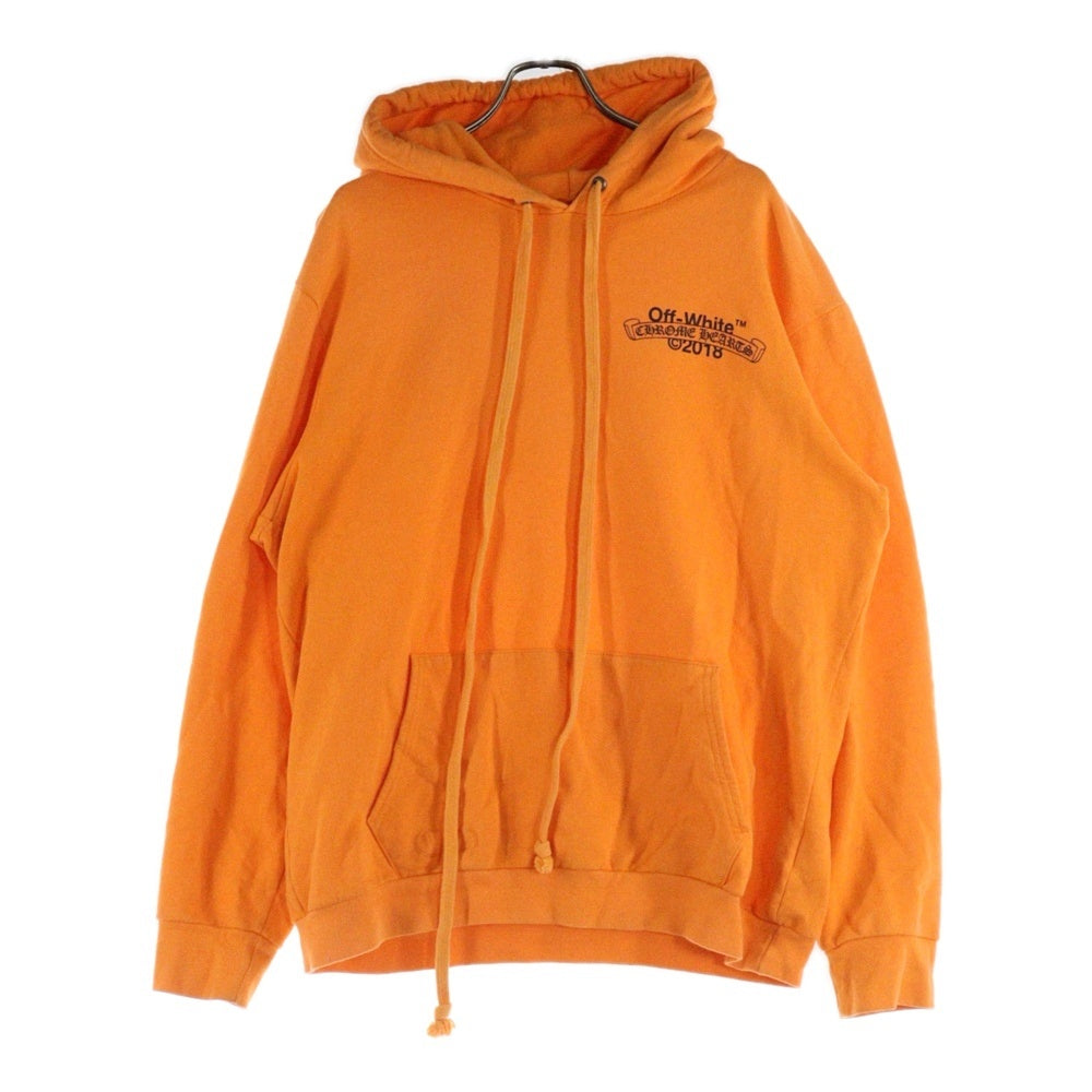 CHROME HEARTS(クロムハーツ) 18SS ×OFF WHITE HD PLVR V オフホワイト ロゴプリント プルオーバーパーカー オレンジ