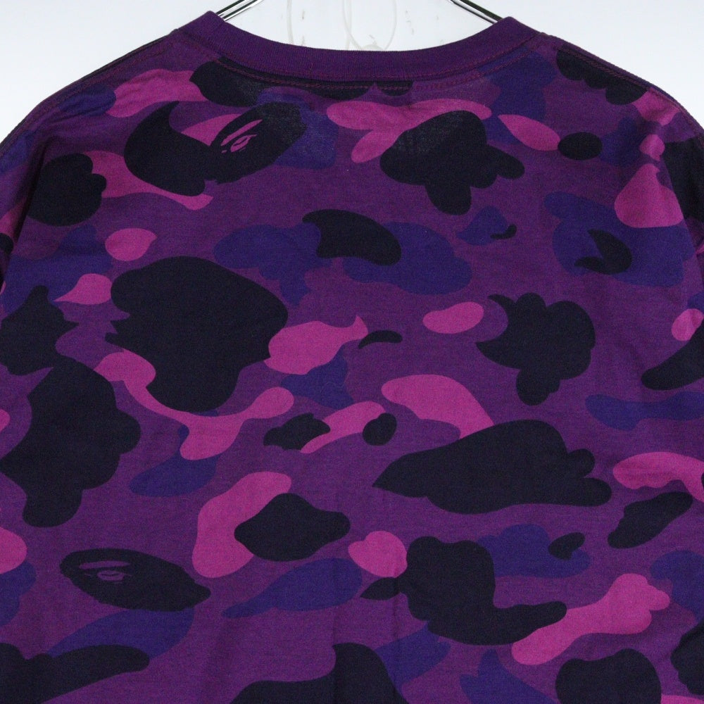 A BATHING APE(アベイシングエイプ) COLOR CAMO SHARK TEE カモ総柄 フロントプリント クルーネック半袖Tシャツカットソー パープル 001CSI301022M