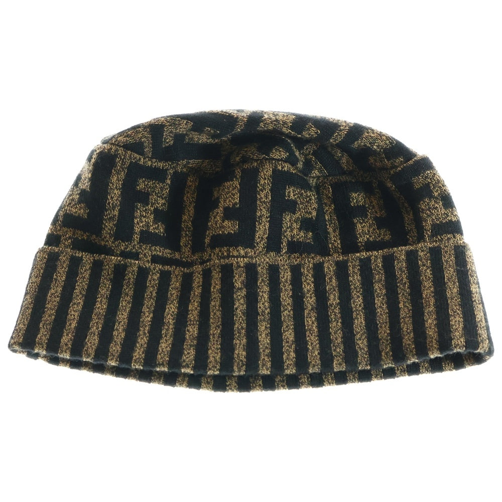 FENDI(フェンディ) ズッカ柄 ウール混ニットキャップ ブラウン 163645