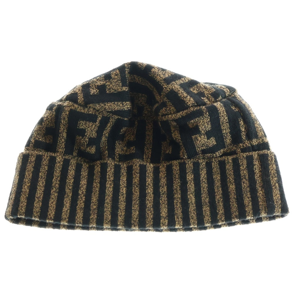 FENDI(フェンディ) ズッカ柄 ウール混ニットキャップ ブラウン 163645