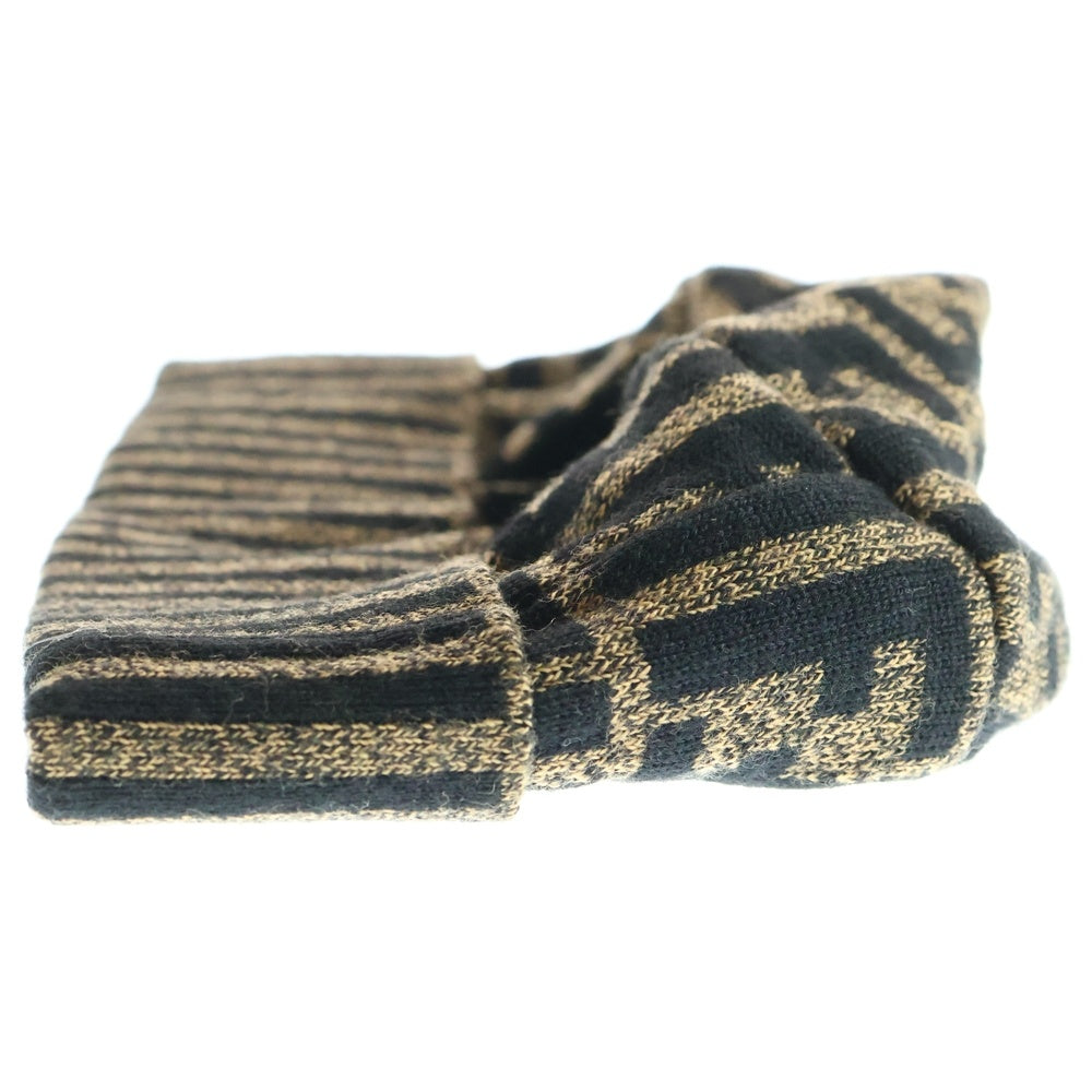 FENDI(フェンディ) ズッカ柄 ウール混ニットキャップ ブラウン 163645