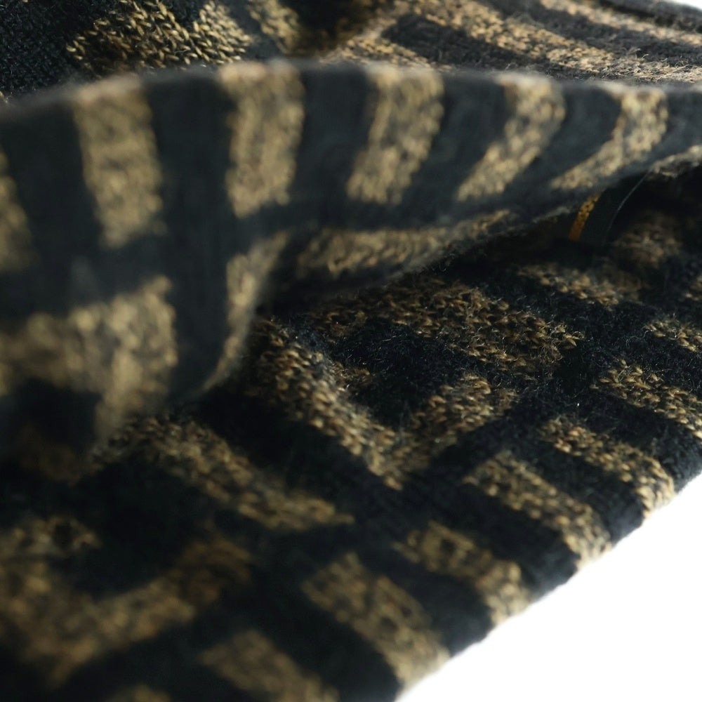 FENDI(フェンディ) ズッカ柄 ウール混ニットキャップ ブラウン 163645
