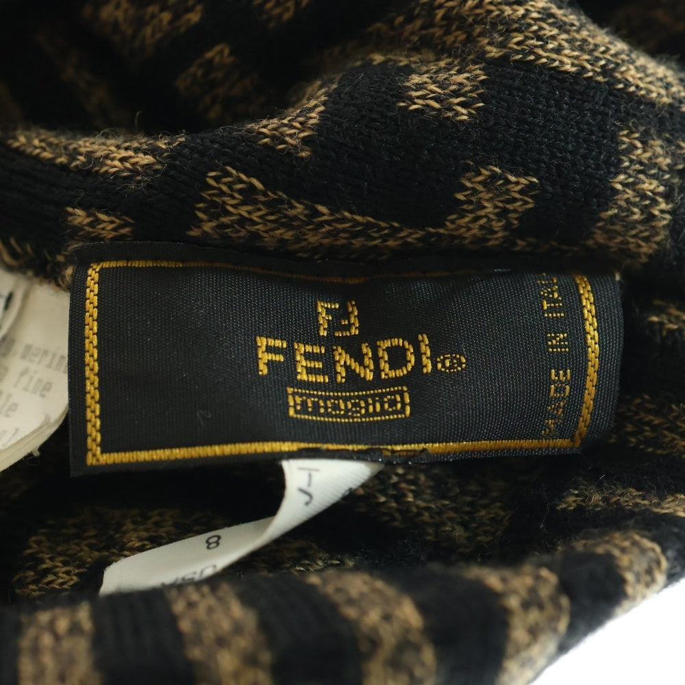 FENDI(フェンディ) ズッカ柄 ウール混ニットキャップ ブラウン 163645