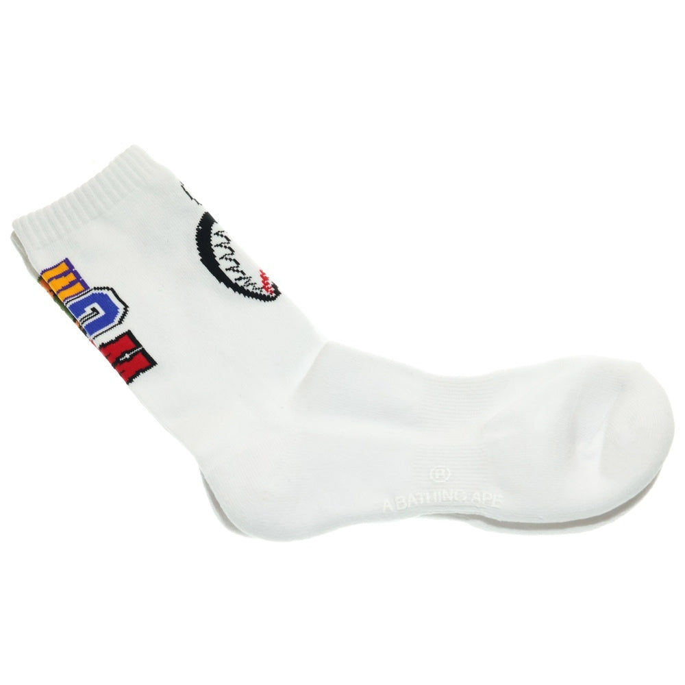 A BATHING APE(アベイシングエイプ) SHARK SOCKS シャークグラフィックソックッス ホワイト 1L80-184-005