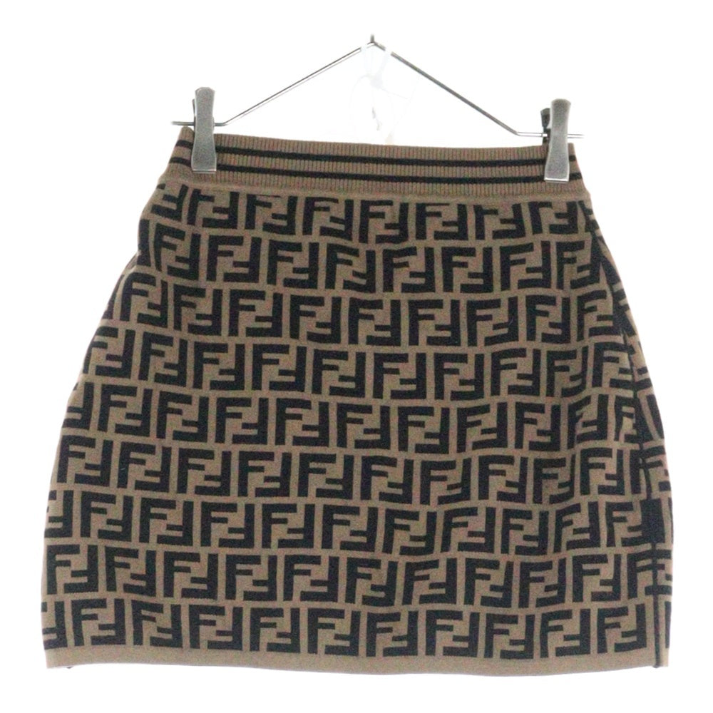 FENDI(フェンディ) ズッカ総柄デザインニットミニスカート レディース ブラウン JFG070