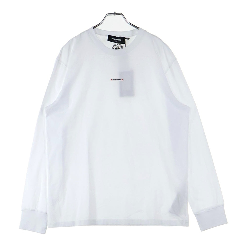 DSQUARED2(ディースクエアード) GUMMY LOGO LONG SLEEVE REGULAR FIT T-SHIRT ラバーロゴ クルーネック長袖Tシャツカットソー ホワイト S74GD1354