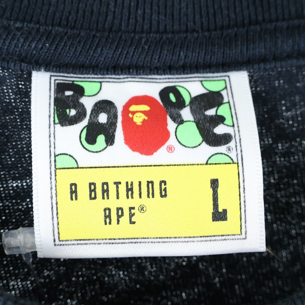 A BATHING APE(アベイシングエイプ) ABC CAMO SHARK TEE フロントプリントクルーネック半袖Tシャツカットソー ブラック 001TEG301028X
