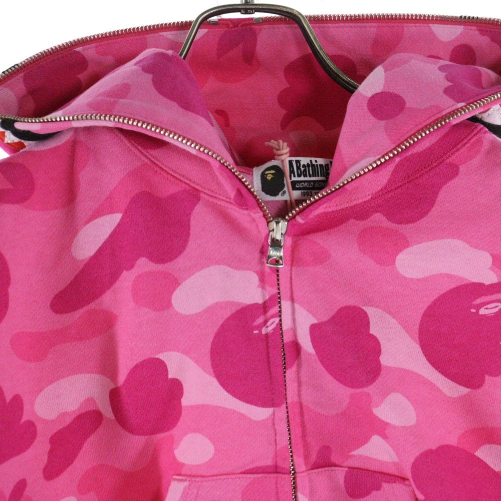 A BATHING APE(アベイシングエイプ) COLOR CAMO CRYSTAL STONE SHARK CROPPED FULL ZIP HOODIE カラーカモ クリスタル シャーク フルジップアップパーカー レディース ピンク 001ZPL802010L