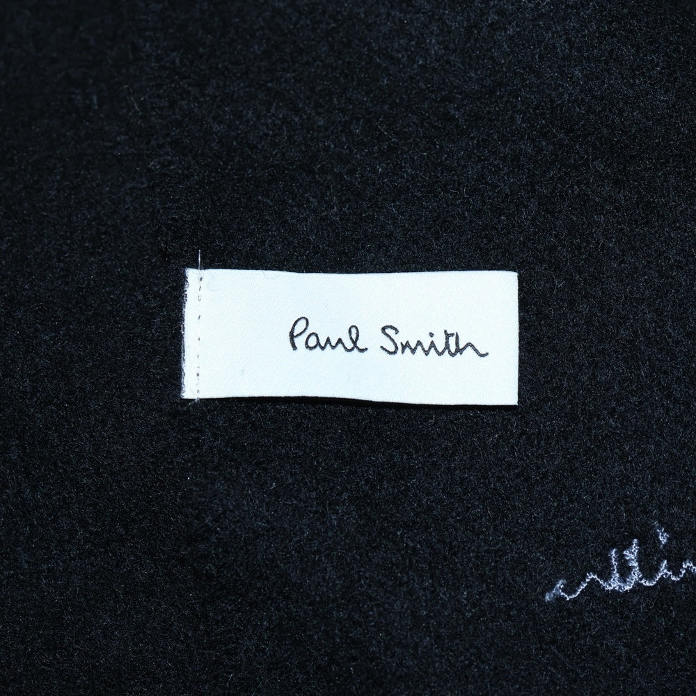 Paul Smith(ポールスミス) ロゴ刺繍ウールマフラー ブラック