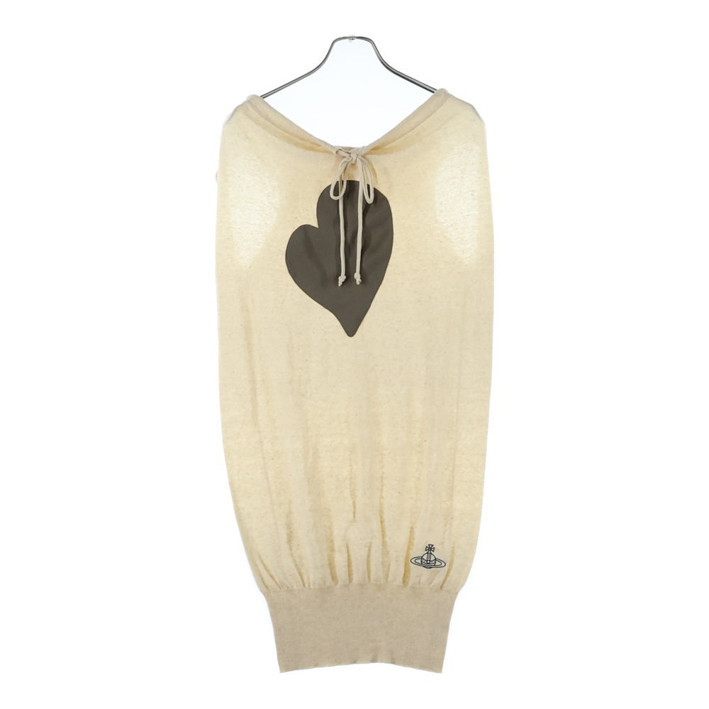 Vivienne Westwood Red Label(ヴィヴィアンウエストウッドレッドレーベル) ロゴ刺繍 ハートパッチノースリーブワンピース レディース ベージュ