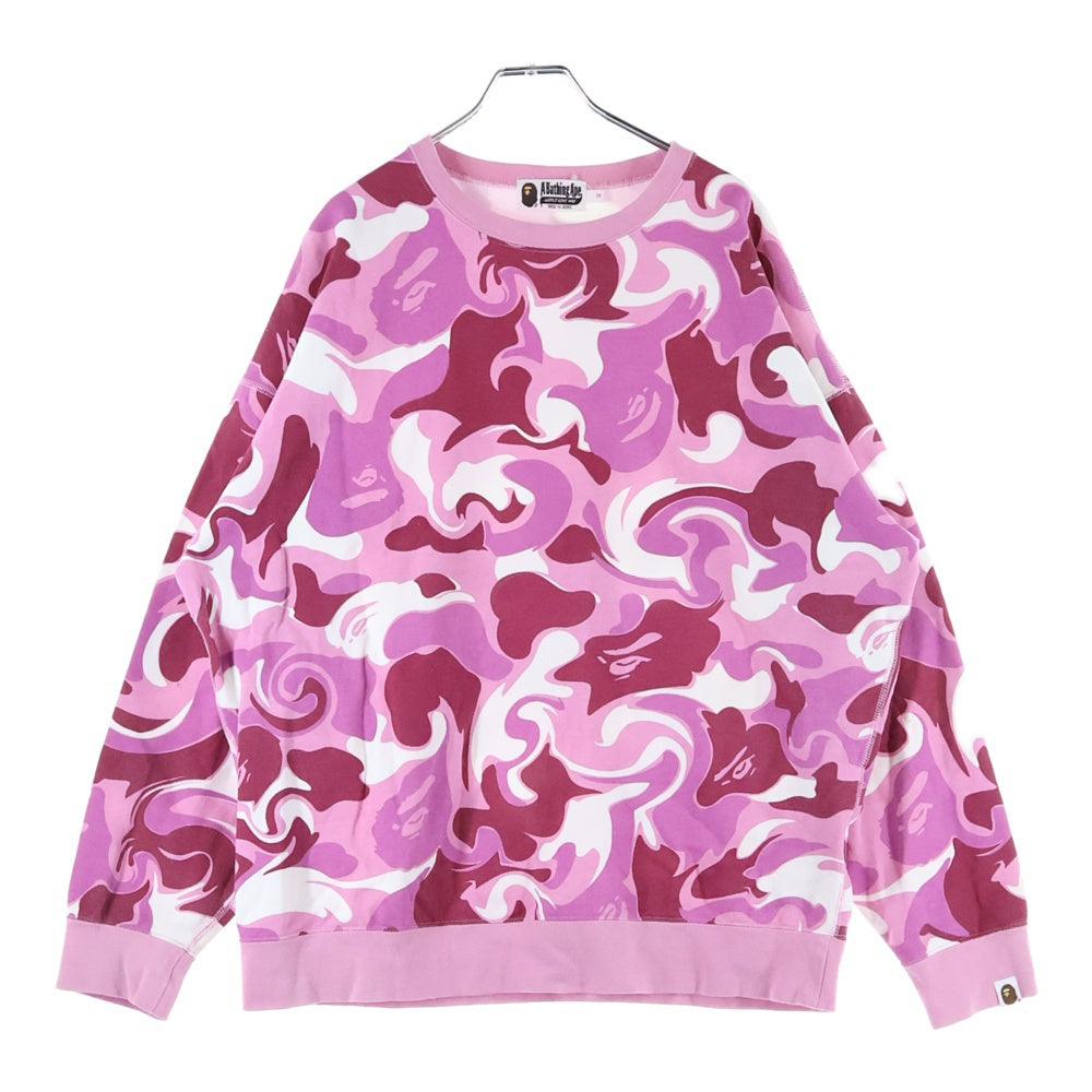 A BATHING APE(アベイシングエイプ) MARBLE CAMO CREWNECK SWEATSHIRT カモ総柄 クルーネック長袖スウェット ピンク/パープル