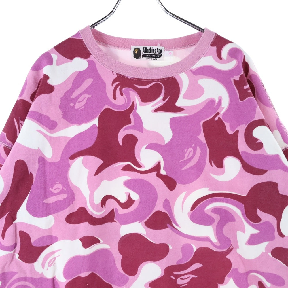 A BATHING APE(アベイシングエイプ) MARBLE CAMO CREWNECK SWEATSHIRT カモ総柄 クルーネック長袖スウェット ピンク/パープル