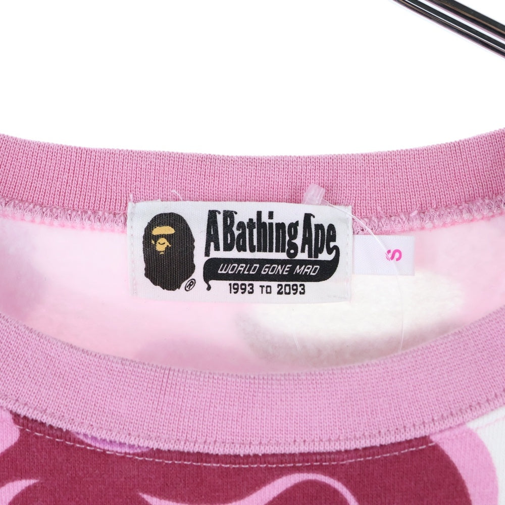 A BATHING APE(アベイシングエイプ) MARBLE CAMO CREWNECK SWEATSHIRT カモ総柄 クルーネック長袖スウェット ピンク/パープル