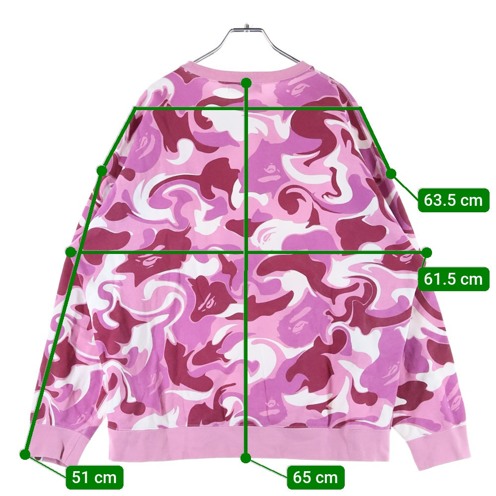 A BATHING APE(アベイシングエイプ) MARBLE CAMO CREWNECK SWEATSHIRT カモ総柄 クルーネック長袖スウェット ピンク/パープル
