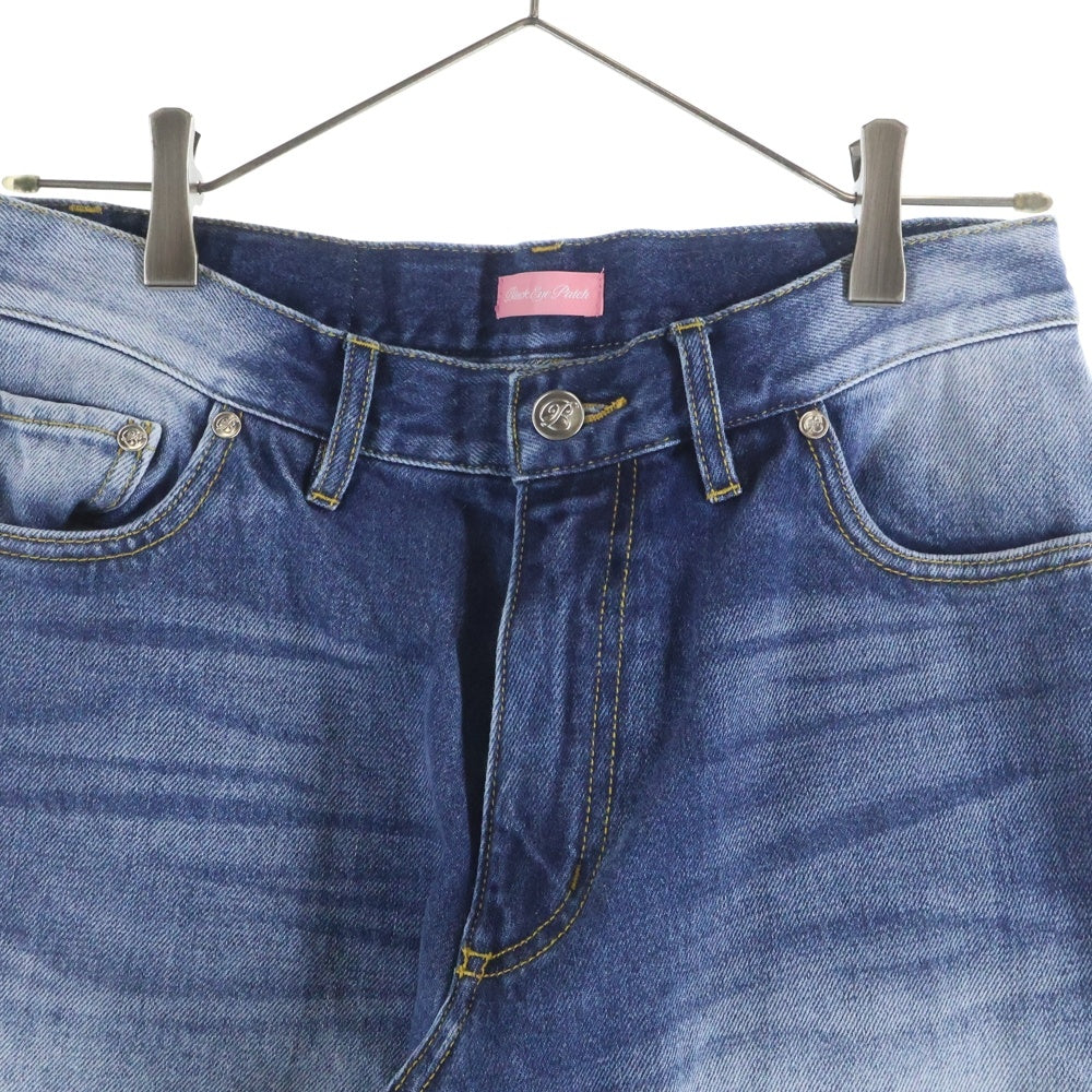 THE BLACK EYE PATCH(ブラックアイパッチ) B EMBLEM STANDARD FIT JEANS ロゴ刺繍 ストレートデニムパンツ インディゴ