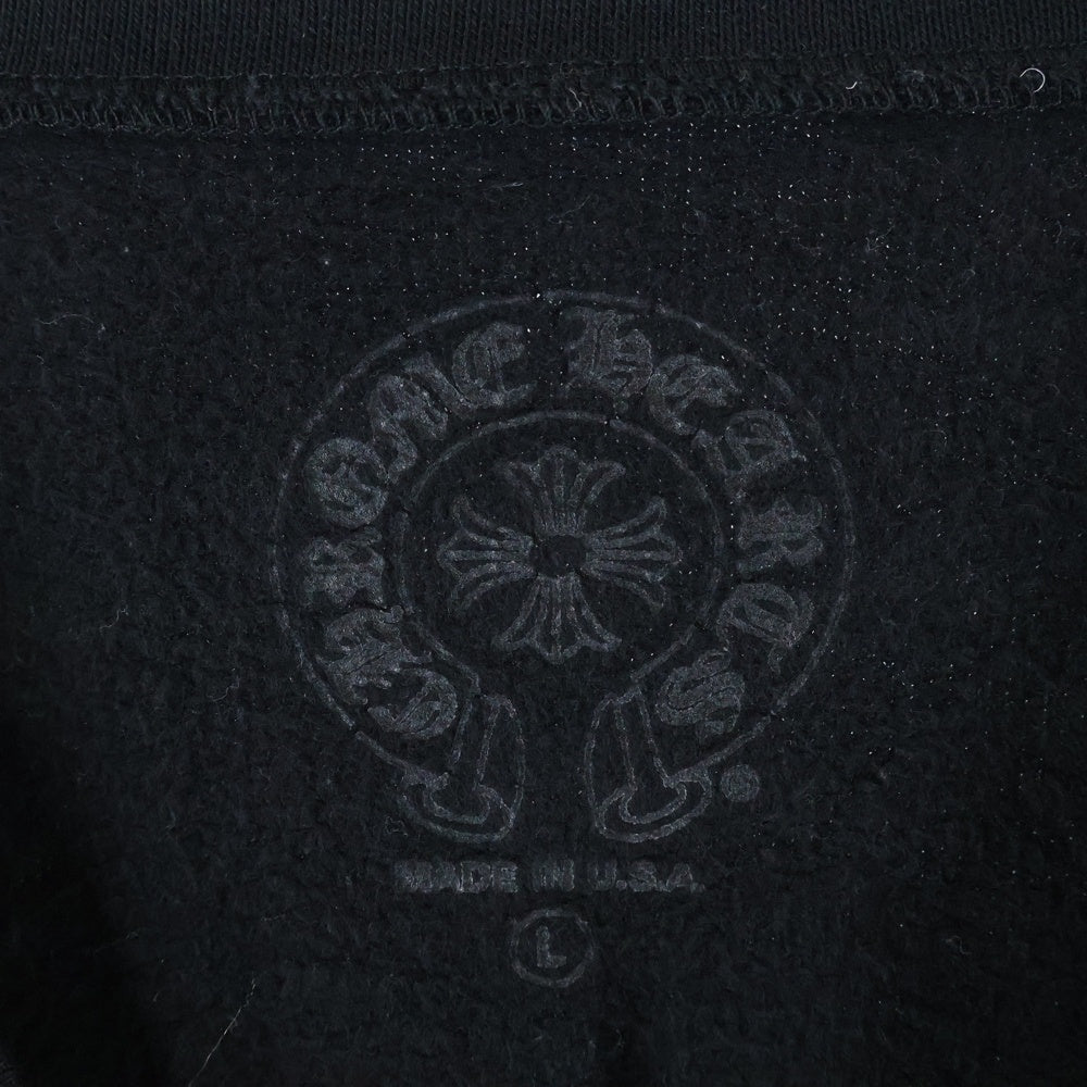 CHROME HEARTS(クロムハーツ) Horseshoe L/S Sweatshirt ホースシュープリント 袖フローラルプリント クルーネックスウェットトレーナー ブラック