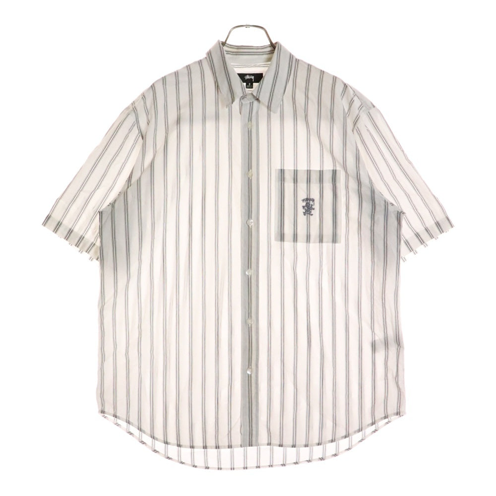 STUSSY(ステューシー) 24SS BOXY SS SHIRT STRIPE ストライプ柄 半袖シャツ ホワイト 1110290