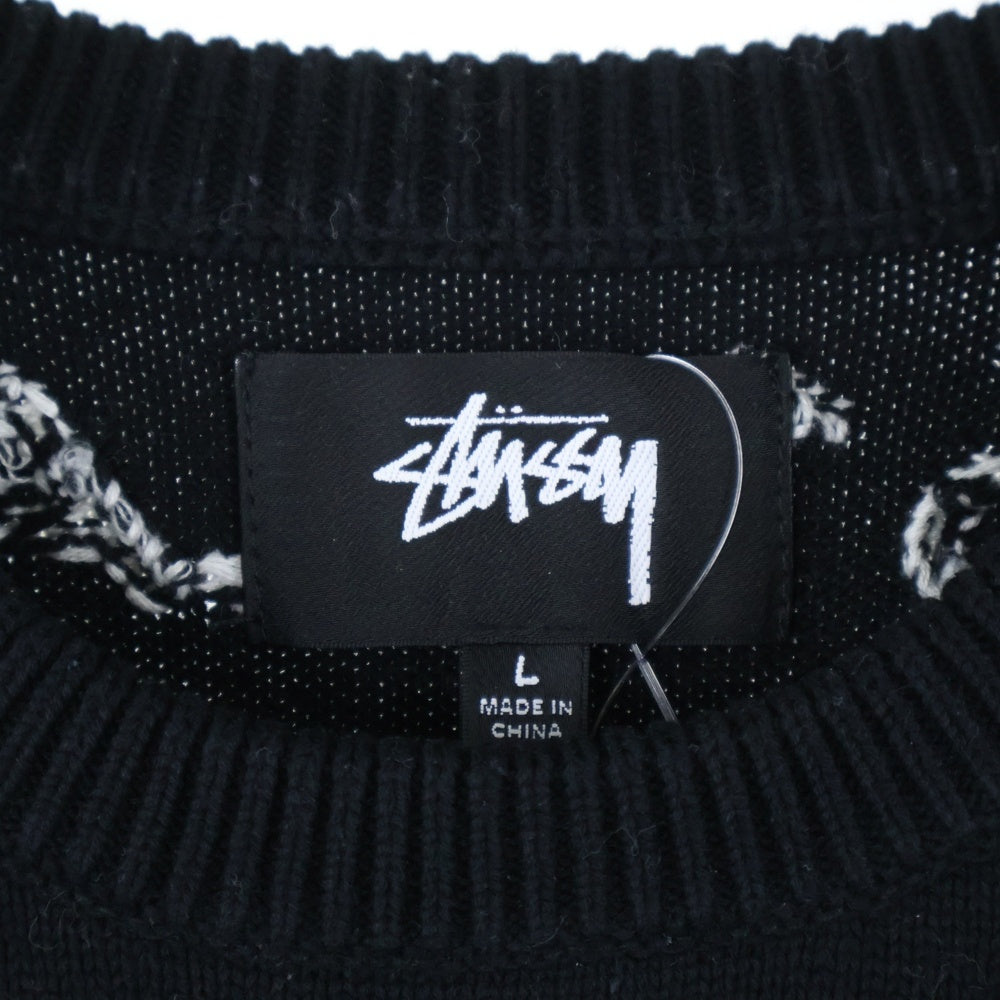 STUSSY(ステューシー) Laguna Icon Sweater ラグナアイコン クルーネック長袖ニットセーター ブラック 117223