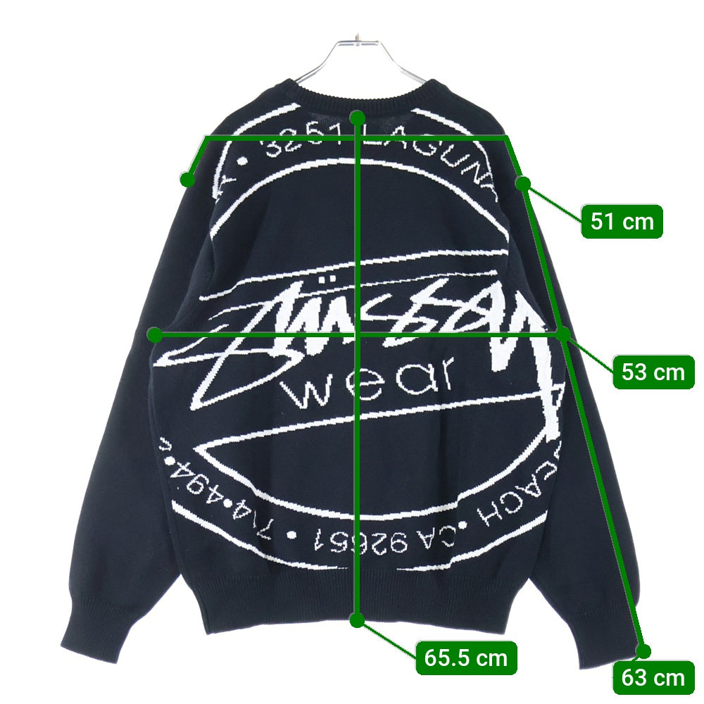 STUSSY(ステューシー) Laguna Icon Sweater ラグナアイコン クルーネック長袖ニットセーター ブラック 117223