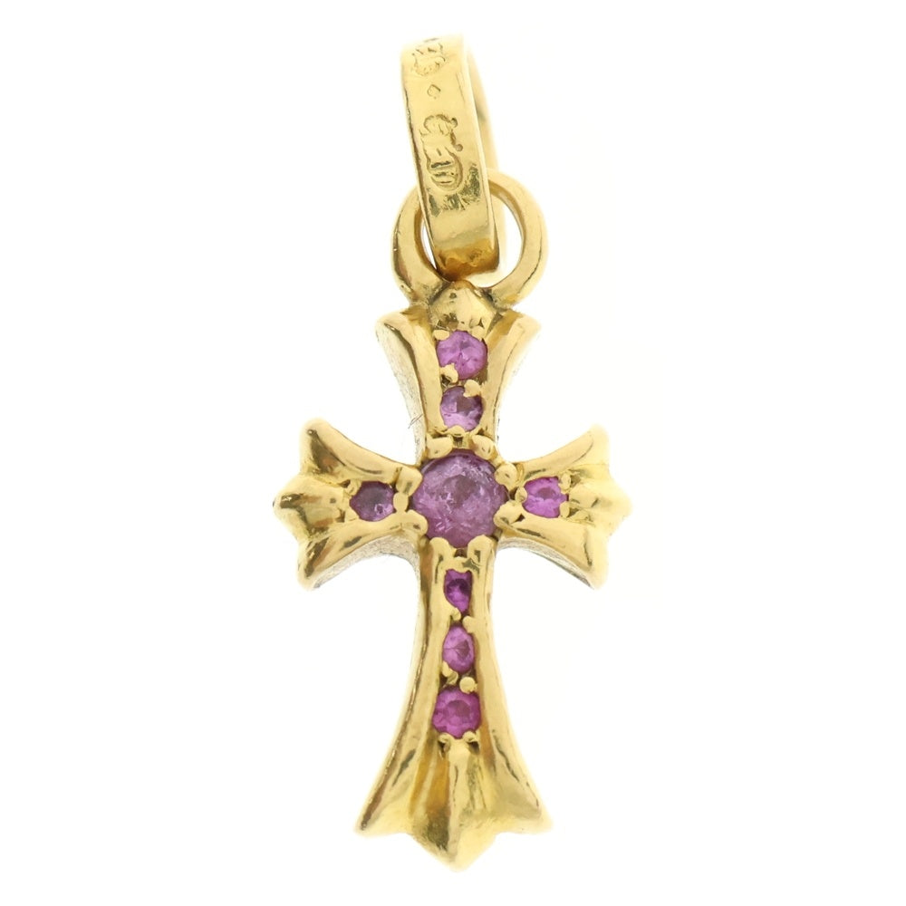 CHROME HEARTS(クロムハーツ) 22K CRS BBYFAT P/PSAP ベイビーファットクロス PAVEピンクサファイア ペンダントトップ ゴールド