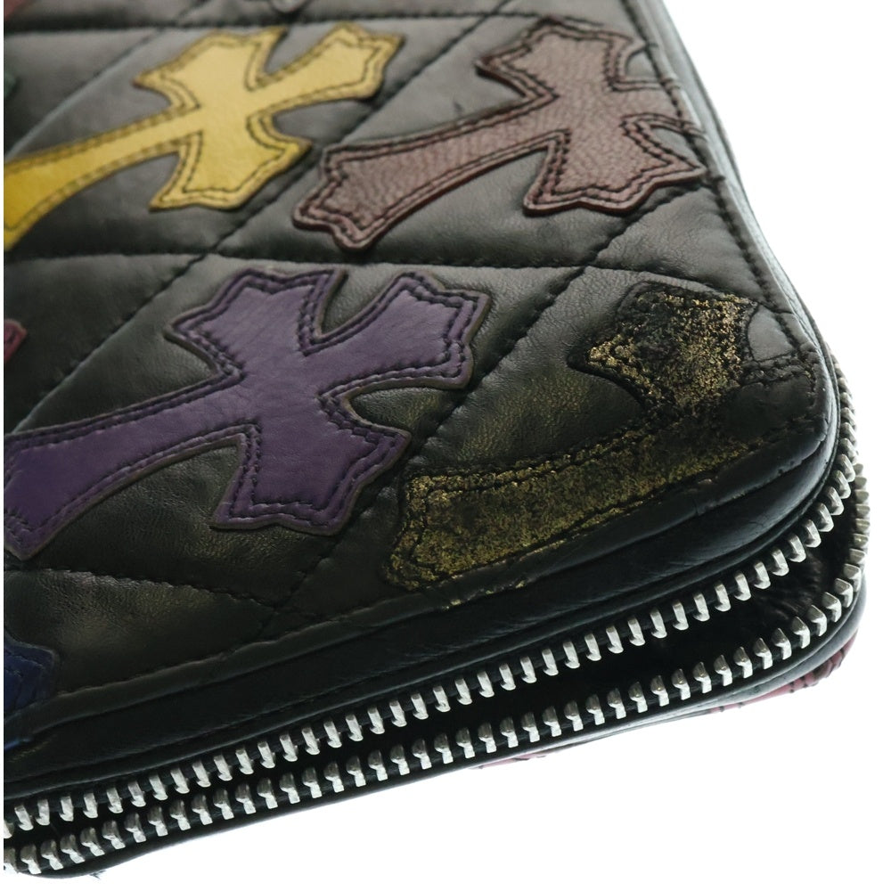 CHROME HEARTS(クロムハーツ) REC F ZIP QUILTED マルチパッチ セメタリー クロスキルティング レザーウォレット 財布 ブラック/マルチカラー