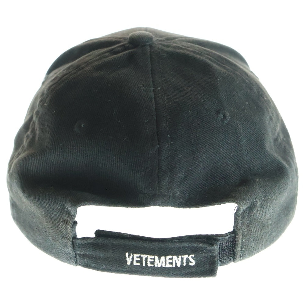 VETEMENTS(ヴェトモン) 18SS HAUTE COUTURE CAP オートクチュールキャップ ベースボールキャップ 帽子 刺繍ロゴキャップ ブラック WSS18AC16