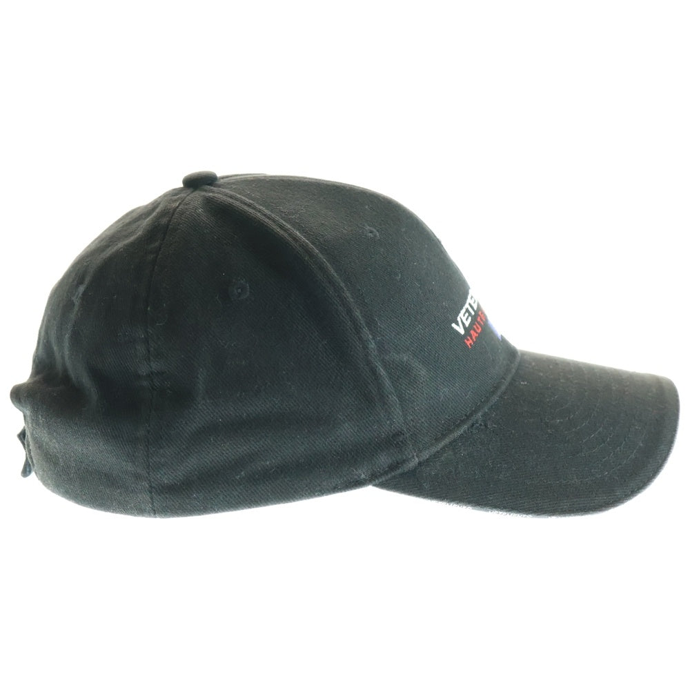 VETEMENTS(ヴェトモン) 18SS HAUTE COUTURE CAP オートクチュールキャップ ベースボールキャップ 帽子 刺繍ロゴキャップ ブラック WSS18AC16