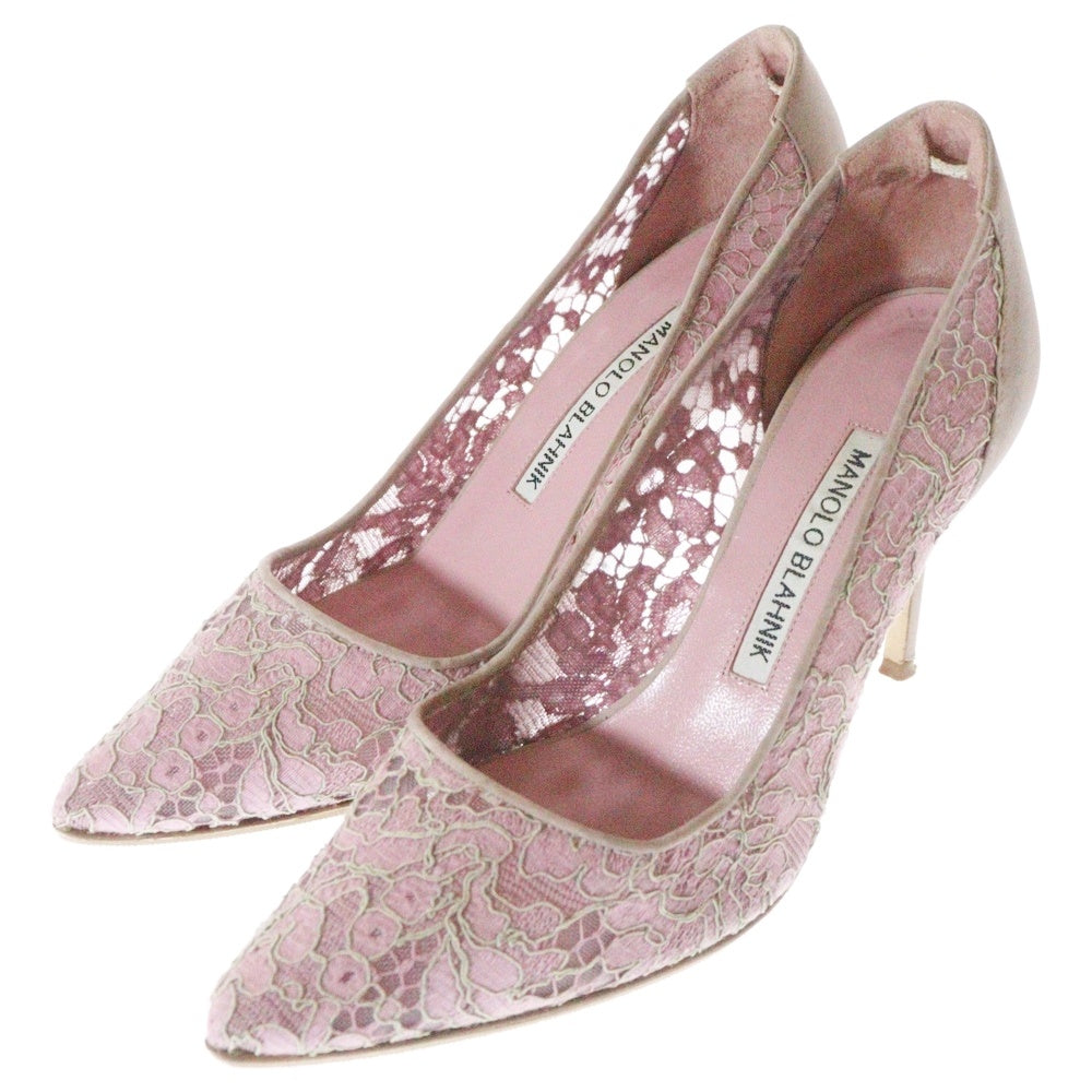 MANOLO BLAHNIK(マノロブラニク) ROSE LACE ローズレース ヒールパンプス レディース ピンク BBLA 90 104172