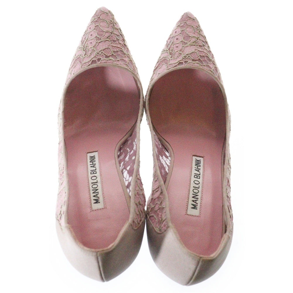 MANOLO BLAHNIK(マノロブラニク) ROSE LACE ローズレース ヒールパンプス レディース ピンク BBLA 90 104172