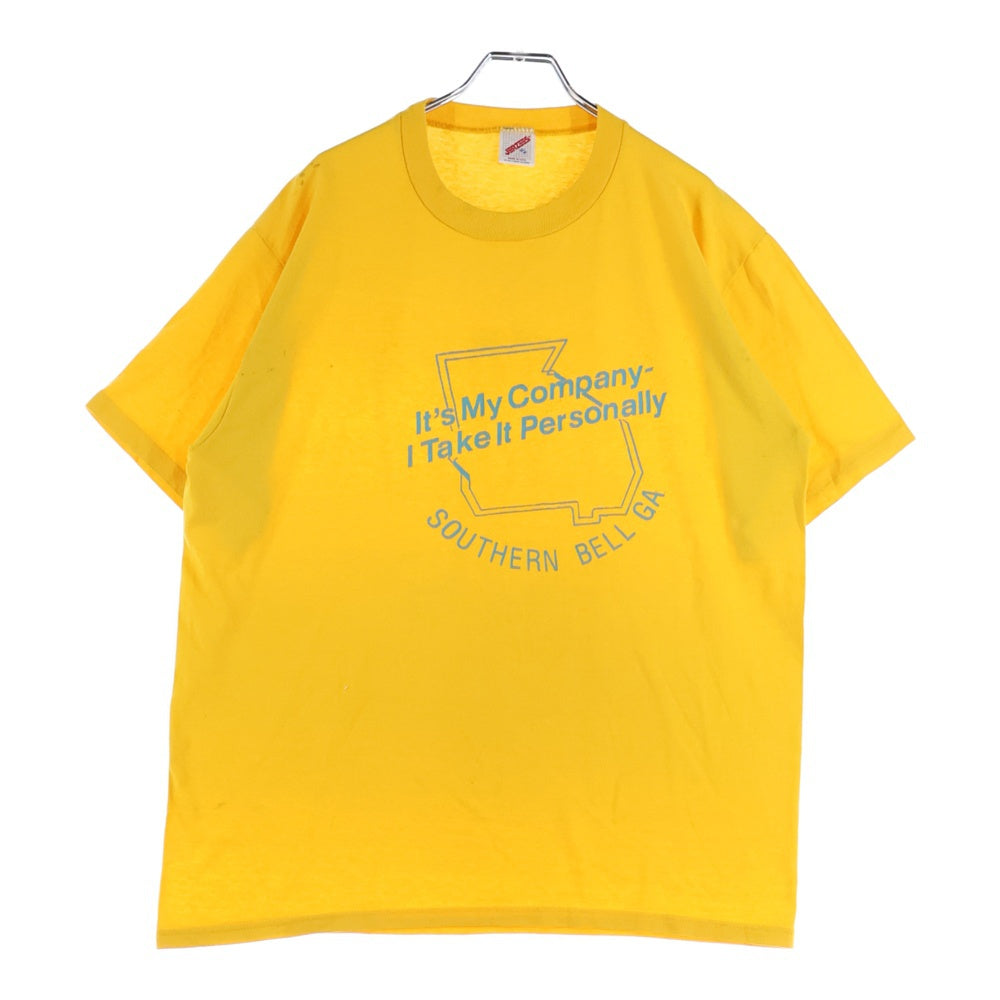 VINTAGE(ヴィンテージ) 80-90s JERZEES フロントプリントクルーネック半袖Tシャツカットソー イエロー