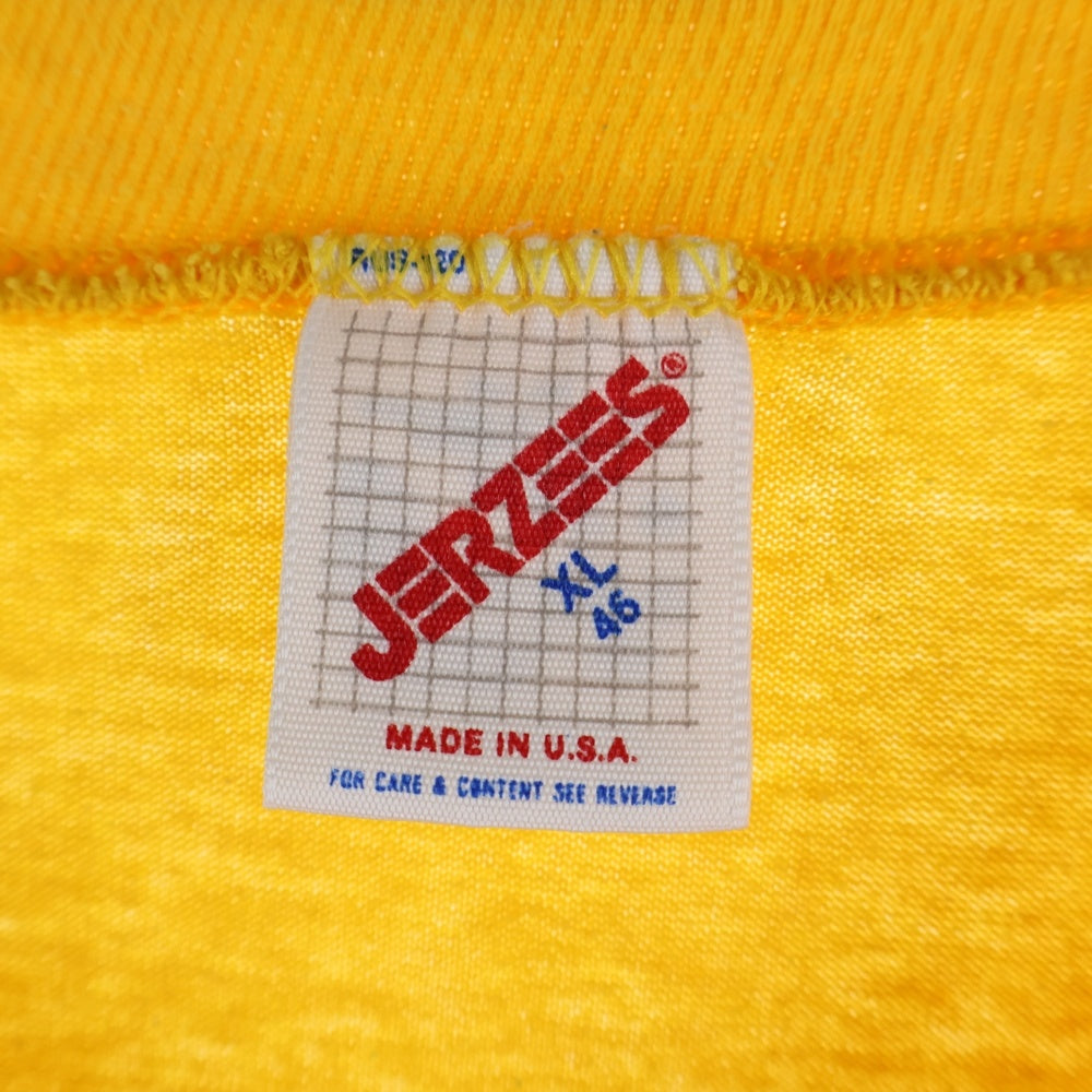 VINTAGE(ヴィンテージ) 80-90s JERZEES フロントプリントクルーネック半袖Tシャツカットソー イエロー
