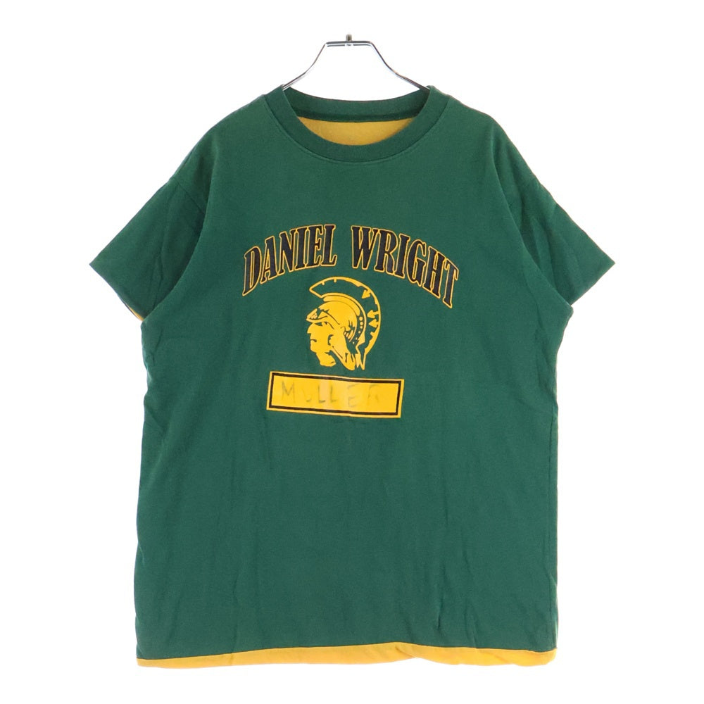 VINTAGE(ヴィンテージ) 80-90s ダブルフェイスフロントプリントクルーネック半袖Tシャツカットソー グリーン/イエロー