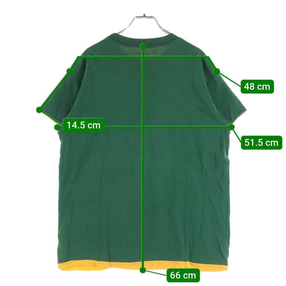 VINTAGE(ヴィンテージ) 80-90s ダブルフェイスフロントプリントクルーネック半袖Tシャツカットソー グリーン/イエロー