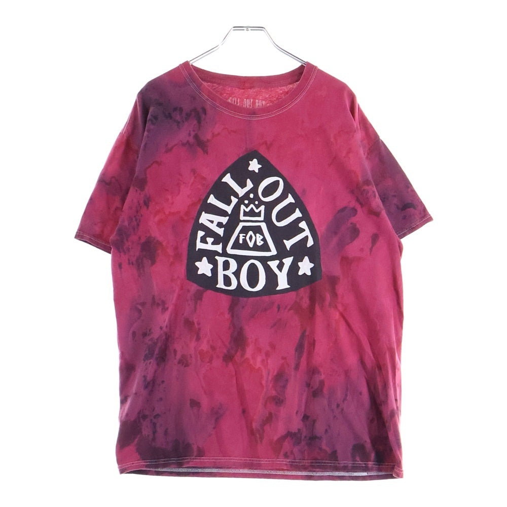 NO BRAND(ノーブランド) FALL OUT BOY フロントプリントクルーネック半袖Tシャツカットソー レッド