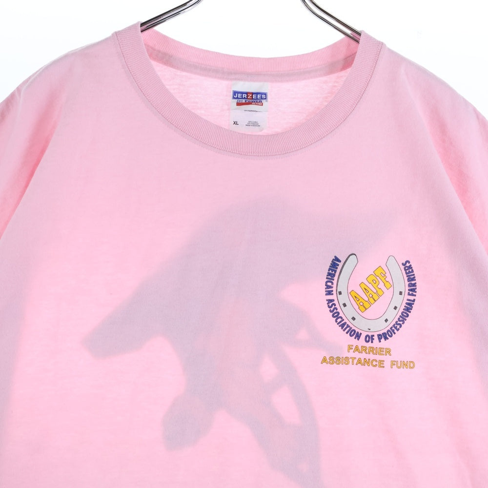 VINTAGE(ヴィンテージ) 00s JERZEES 両面プリントクルーネック半袖Tシャツカットソー ピンク