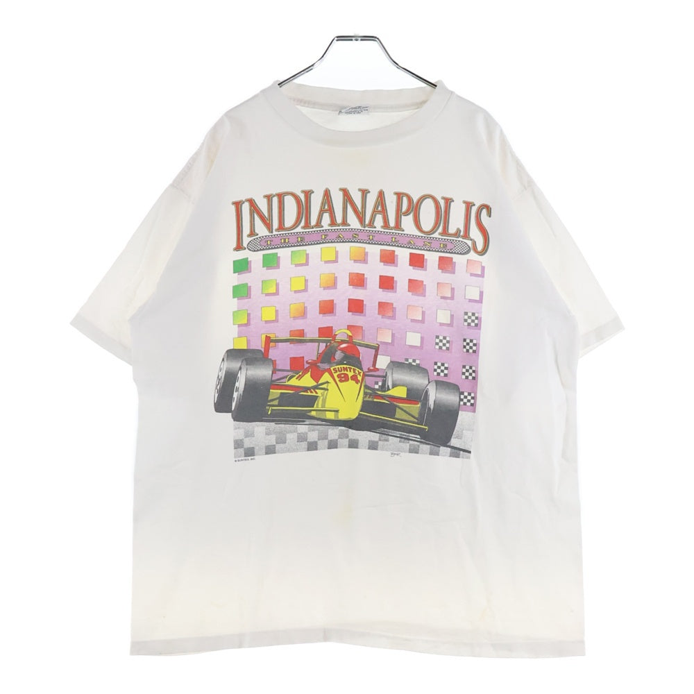 VINTAGE(ヴィンテージ) 90s INDIANAPOLIS フロントプリントクルーネック半袖Tシャツカットソー ホワイト