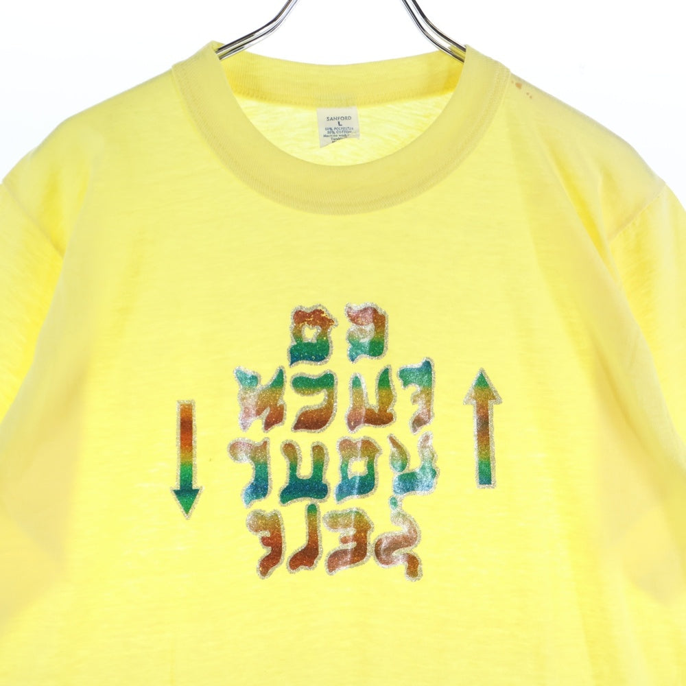 VINTAGE(ヴィンテージ) 80s SANFORD フロントプリントクルーネック半袖Tシャツカットソー イエロー