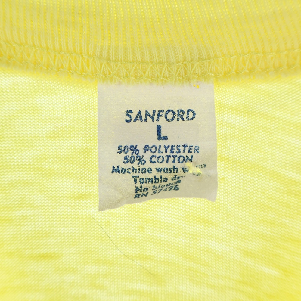 VINTAGE(ヴィンテージ) 80s SANFORD フロントプリントクルーネック半袖Tシャツカットソー イエロー