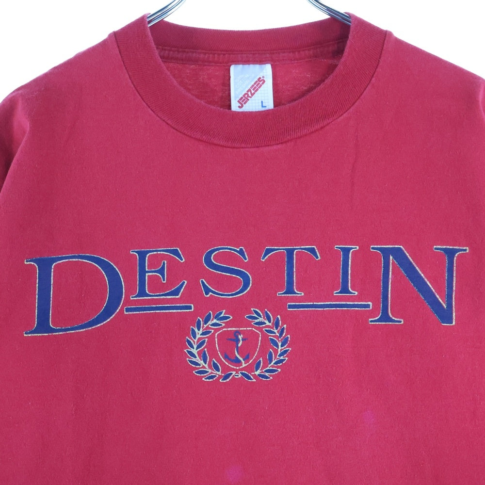 VINTAGE(ヴィンテージ) 90s JERZEES フロントプリントクルーネック半袖Tシャツカットソー レッド