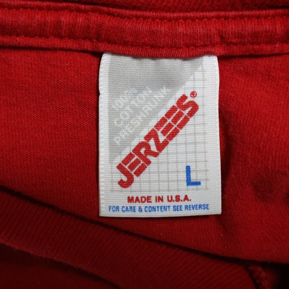 VINTAGE(ヴィンテージ) 90s JERZEES フロントプリントクルーネック半袖Tシャツカットソー レッド